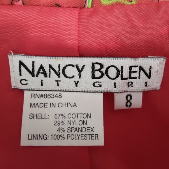 Nancy Bolen City Girl | Red Cherry Print Beaded Blazer Jacket | Size 8 - Picture 9 of 10